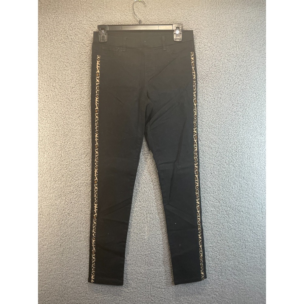 Wonder Nation Girl's Jegging Stretch Black Leopard Print Side Elastic Waist XL